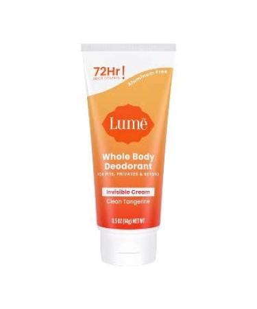 Lume Invisible Cream Tube Deodorant Whole Body Deodorant for Arm pits and Private - Aluminum-Free Baking Soda Free Hypoallergenic Safe For Sensitive Skin 2.2oz (Clean Tangerine)