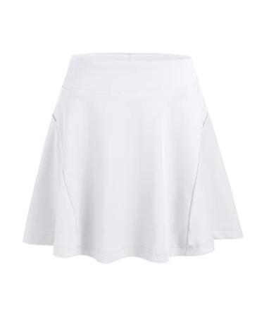 Zaclotre Girls Active Skort High Waisted Pleated Tennis Skirt Running Workout Athletic Skirts with Shorts 4-12Years White 10-11 Years
