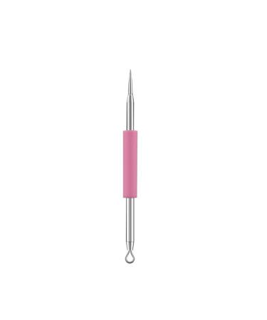 1PCS Professional Stainless Steel Blackhead Whitehead Remover with Silicone Handle- Silica Cleaner Tool with Gel Antiskid Design Handle Acne Pimple Comedone Extractor Needle for Women Facial Care Skin Protecter(Pink)