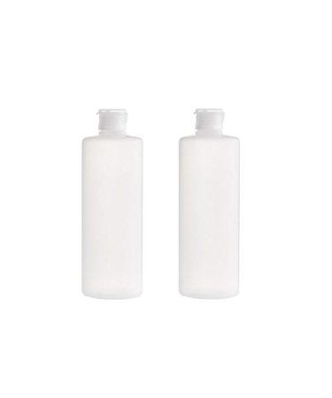 2 pieces clear empty plastic cosmetic squeezable phiole bottles glass pot with flip cap toner lotion shower gel shampoo storage container (400 ml / 14 ounces)