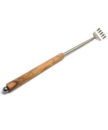 DOM back scratcher with extendable arm and handle made of olive wood Nit ball on the handle
