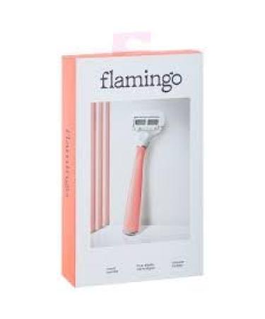 Flamingo 5-Blade German Razors for Women - 1 Razor Handle + 1 5 Blade Refills - Pomelo &.Silver