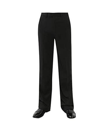 Nimiya Men Latin Salsa Dance Pants Competition Ballroom Practice Trousers Modern Rumba Tango Dancewear Black 33