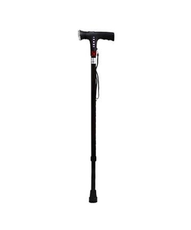Multi-Function Intelligent Elderly Crutches Walking Cane Stick Adjustable LED Light Non-Slip Telescopic Walking Stick Smart Radio Alarm Aluminum Crutches Black powerfully