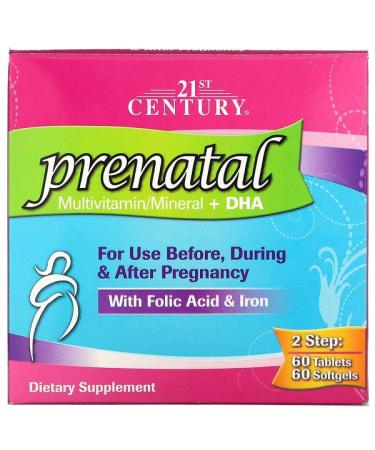 21st Century Prenatal Multivitamin/Mineral + DHA 2 Bottles 60 Tablets / 60 Softgels
