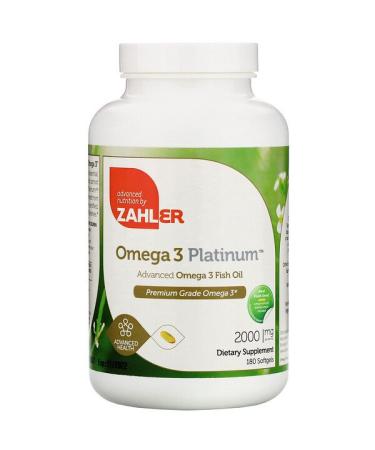 Zahler Omega 3 Platinum Advanced Omega 3 Fish Oil 2000 mg 180 Softgels