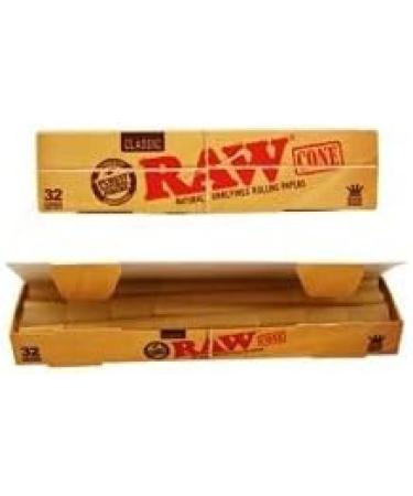 RAW Classic Natural Unrefined King Size Pre-rolled Rolling Paper Cones 32 Per Box 3 count - Buy Online on GoSupps.com