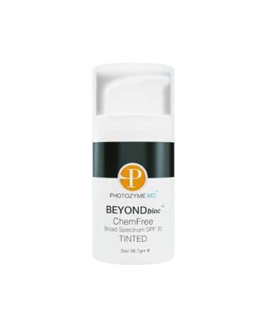 Photozyme BeyondBloc Chemfree Broad Spectrum SPF 30 Tinted - Light Coverage Sunscreen - Anti-Aging and Hydrating - for All Skin Types and Post Procedure Skin - with Titanium Dioxide 10.20% Zinc Oxide