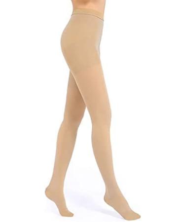 Evolyline Medical Compression Tights for Women & Men 20-30 mmHg Closed Toe Compression Pantyhose Opaque Graduated Support Tights Compression Stockings for Varicose Veins Edema Flight Nursing Beige 3XL