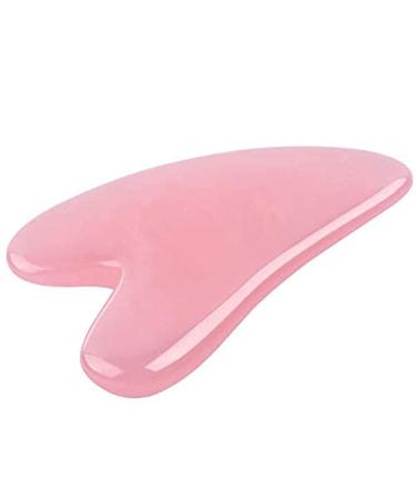 Natural Pink Rose Quartz Stone Guasha Board for SPA Acupuncture Therapy Trigger Point Treatment Jade Stone for Face to Lift Decrease Puffiness and Tighten