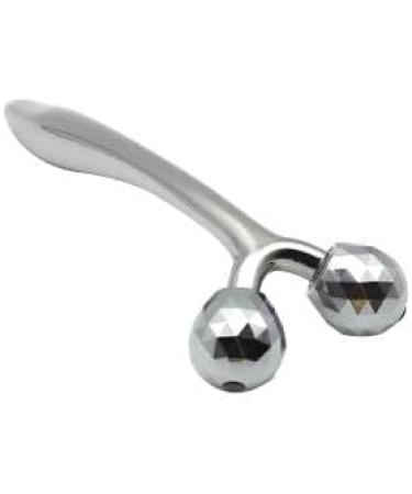 Metal Anti-Wrinkle Eye Massage Roller Stick | Jade & Rose Quartz 3D Facial Massager for Anti-Aging & Slimming | Gua Sha Eye Cream Applicator - Buy Online on GoSupps.com
