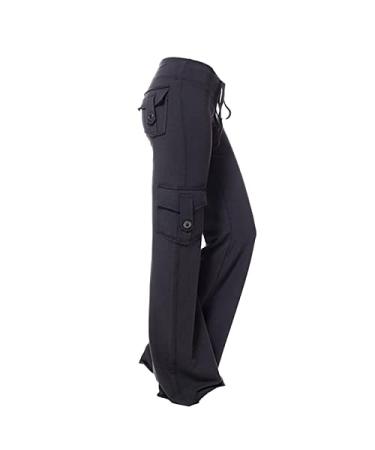 Parachute Pants for Women Drawstring Baggy Cargo Pants Y2K Vintage Trouser Low Rised Hip Hop Jogger Sweatpants Large 05-black
