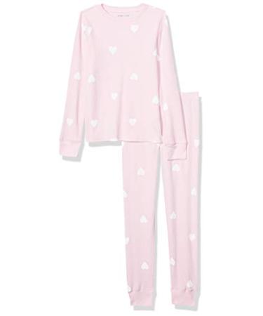 Amazon Essentials Girls and Toddlers' Thermal Long Underwear Set Small Light Pink, Hearts