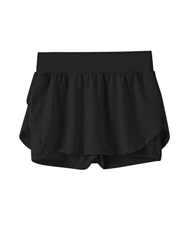 Beehong Toddler Kids Girls Fashionable Casual Tennis Fitness Yoga Running Sports Pockets Shorts Girls Dress Full Skirt Black 6-7 Years