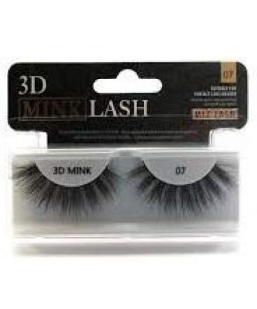 MIZ LASH 3D Mink Eyelashes Real Fur Strip False Lashes Reusable Dramatic Fluffy Natural Handmade Lash #07 Faux Eyelash Extensions 1 Pair Pack