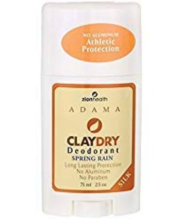 2 Pack Adama Claydry Deodorant Spring Rain Zion Health 2.5 oz Stick