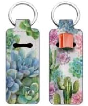 FREEBLOSS 2 Pack Lip Balm Holder Keychain - Succulent Plants Pattern | Perfect Chapstick & Lip Gloss Holders | Ideal Gift for Women & Friends - Buy Online on GoSupps.com