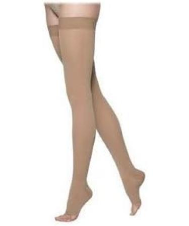 Sigvaris Essential 862 Opaque Open Toe Thigh High Compression Stockings - 20-30 mmHg Crispa Light Beige - Size M - Buy Online on GoSupps.com