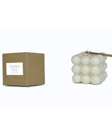 Small Bubble Cube Candle Soy Wax Aromatherapy Scented Candles Relaxing Birthday Gift 1PC (White Cube)