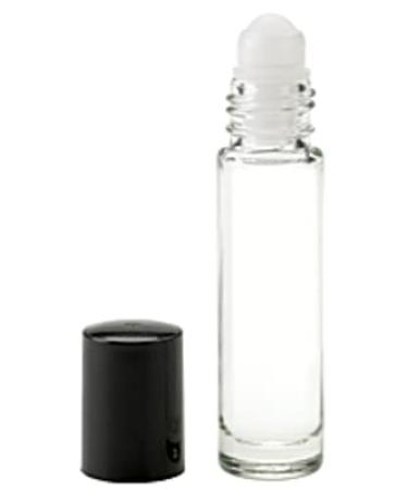 8ml 1/4 oz EMPTY CLEAR Glass Rollon Bottle with Plastic Roller & Plastic Black Caps 144 Pcs