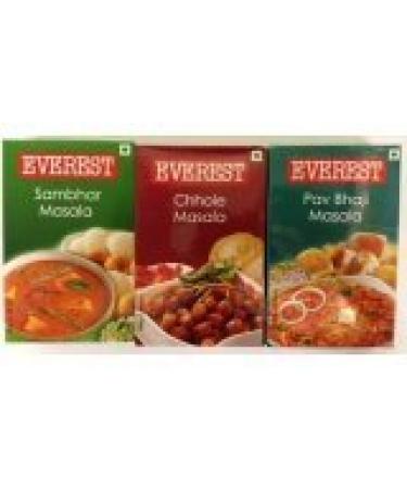 Everest Spices Variety Pack - Sambhar Masala - 100g / Chhole Masala - 100g / Pav Bhaji Masala 100g (