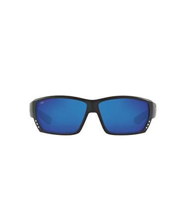 Costa Del Mar Men's Tuna Alley Rectangular Sunglasses Matte Black/Grey Blue Mirrored Polarized-580g 62 Millimeters