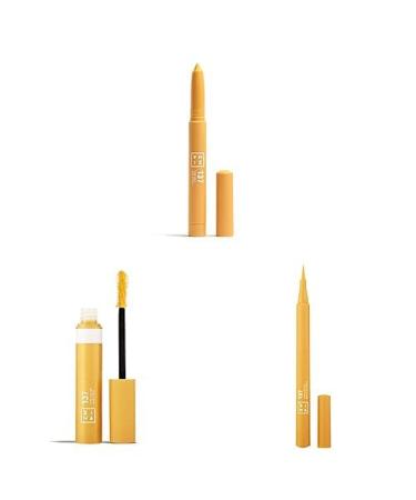 3INA MAKEUP - The 24H Eye Stick 137 + The Color Mascara 137 + The Color Pen Eyeliner 137 - Jaune - Stick d'ombres paupi res - Mascara la K ratine V g tale - Eyeliner Jaune - Vegan - Cruelty Free