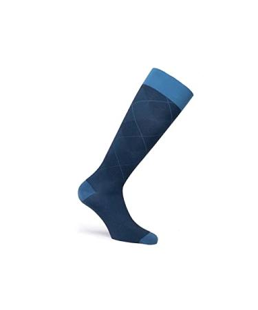 JOBST Casual Pattern Knee High Compression Socks, 15-20 mmHg, Closed Toe Medium Regular Ocean Blue