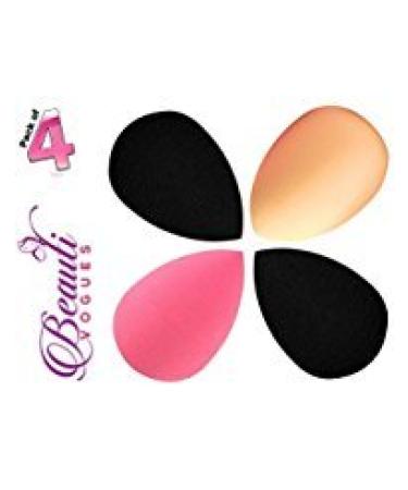 Professional Makeup Blender Sponge Puff Buds Set of 4 Flawless Coverage Liquid Foundation Concealer Cream Powder - Blending Highlighting Contouring - Latex Free & Vegan Sponges -Waterdrop Small