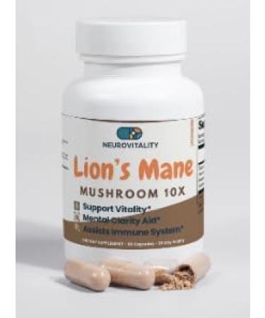 Nirvana Neurovitality Lions Mane Mushroom Cognition (60 Capsules) Lions Mane Mushroom Powder Extract Capsules | Brain Supplement Brain Vitamins Focus Supplement - Buy Online on GoSupps.com