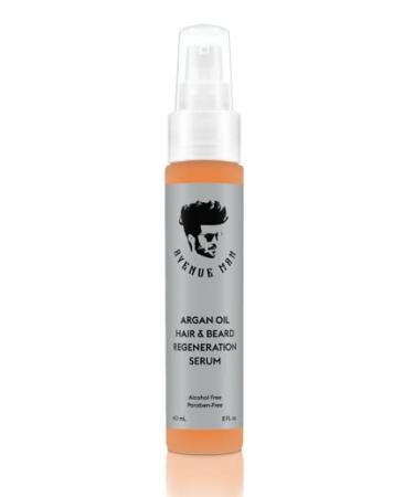 Avenue Man Argan Oil Serum - Hair & Beard Regeneration - Contains Herbal Extracts - Paraben Free - Natural & Flexible Hold Lotion   Hair Products for Men - Made from Moroccan Argan Oil (2.0 Oz)