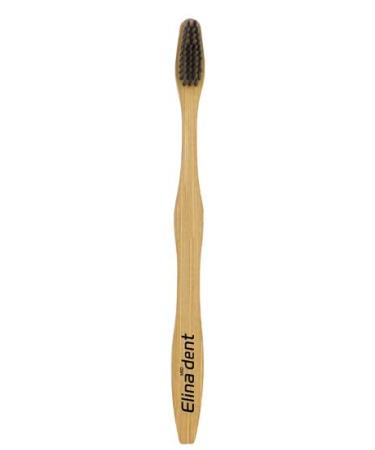 Elina Dent Bamboo Toothbrush with Activated Carbon Bristles - Medium | Vegan Sustainable Natural & Biodegradable Eco-Friendly Dental Care - Buy Online on GoSupps.com