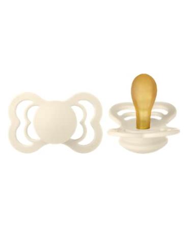 BIBS Pacifiers - Supreme Collection | BPA-Free Baby Pacifier | Made in Denmark | Set of 2 Ivory Color Premium Soothers | Size 6-18 Months