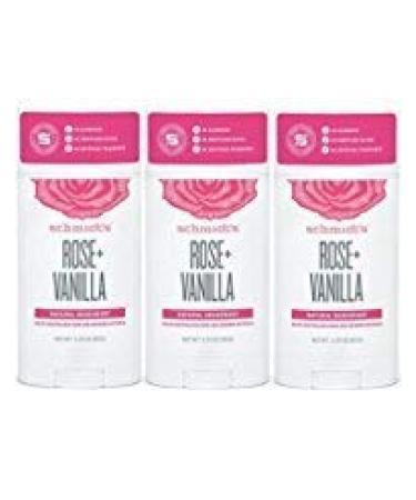 Natural Deodorant No Aluminum. No Artificial Fragrance Certified Vegan and Cruelty Free (Rose- Vanilla 3 Pack)