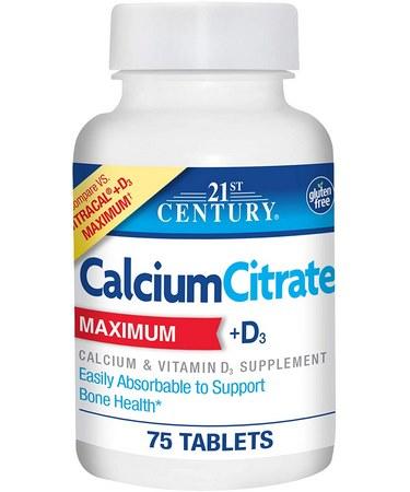 21st Century Calcium Citrate Maximum + D3 75 Tablets