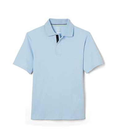 French Toast Kids' Adaptive Short Sleeve Polo Shirt | Hook and Loop Placket | Flat Seams Medium Light Blue