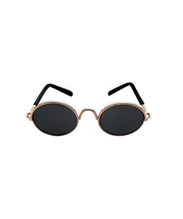 TopE Pet Glasses Stock Show Funny Cute Dog Cat Retro Fashion Sunglasses Glasses Transparent Eye-wear Protection Puppy Cat Pet Photos Props for Small/Medium Pet (Gold+Black Small) Gold+Black S