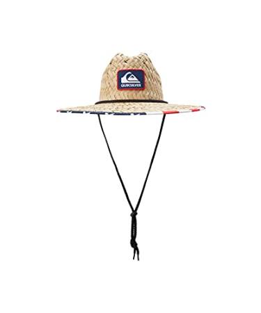 Quiksilver Men's Outsider Lifeguard Wide Brim Beach Sun Straw Hat XX-Large Navy / Red / White