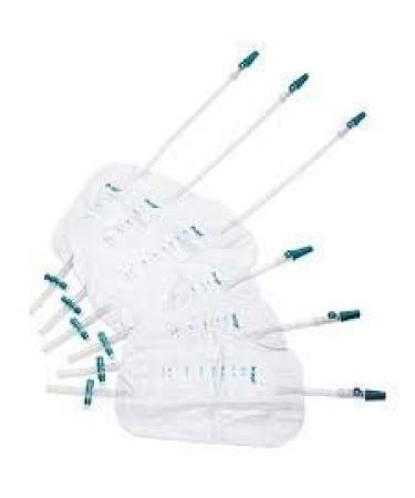 Urine Dranable Leg Bags 500ml Short Tube with Lever Tap x 5 Bags - Includes Leg Bag Straps