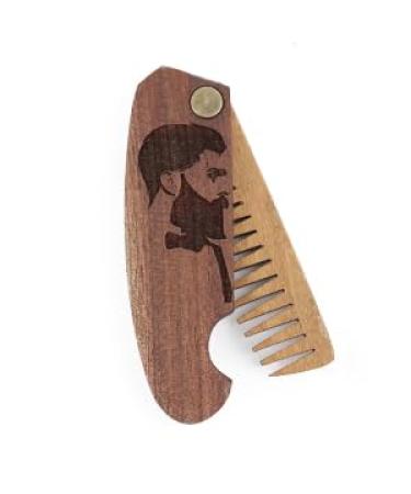 B4K Premium wooden comb for men - handmade - multifunctional pocket ridge for hair beard and mustache - perfect for oils and balm - travel size for on the go (engraving gentlemen made of walnut)