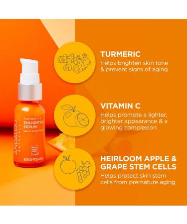 Andalou Naturals Brightening Turmeric + Vitamin C Enlighten Serum 1.1 oz - Discover Premium Quality Shop now! - Buy Online on GoSupps.com