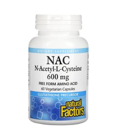 Natural Factors NAC N-Acetyl-L-Cysteine 600 mg 60 Vegetarian Capsules