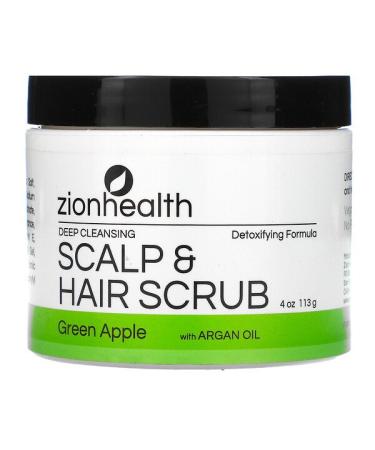 Zion Health Deep Cleansing Scalp & Hair Scrub with Argan Oil Green Apple 4 oz (113 g)