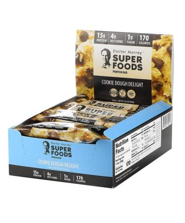 Dr. Murray's Superfoods Protein Bars Cookie Dough Delight 12 Bars 2.05 oz (58 g) Each