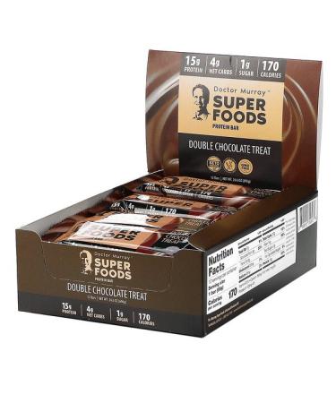 Dr. Murray's Superfoods Protein Bars Double Chocolate Treat 12 Bars 2.05 oz (58 g) Each