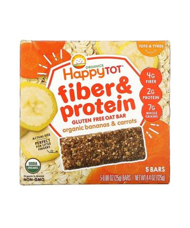 Happy Family Organics HappyTot Fiber & Protein Gluten Free Oat Bar Organic Bananas & Carrots 5 Bars 0.88 oz (25 g) Each