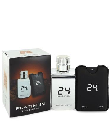 24 Platinum Oud Edition by ScentStory Eau De Toilette Concentree Spray + 0.8 oz Pocket Spray (Unisex) 3.4 oz for Men