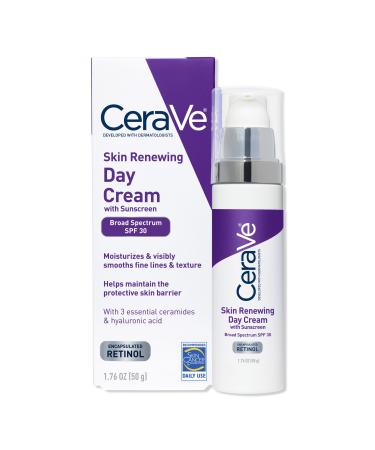 CeraVe Skin Renewing Day Cream, Face Moisturizer with SPF 30 & Retinol 1.7 oz
