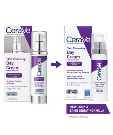 Discover CeraVe Skin Renewing Day Cream, Face Moisturizer with SPF 30 & Retinol 1.7 oz - Elevate Your Style Instantly! - Buy Online on GoSupps.com