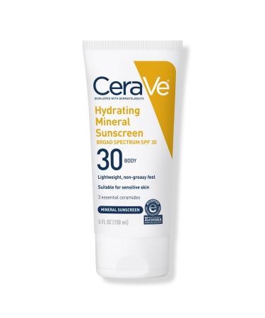 CeraVe Hydrating Mineral Sunscreen Lotion for Body SPF 30 for All Skin Types 5.0 oz